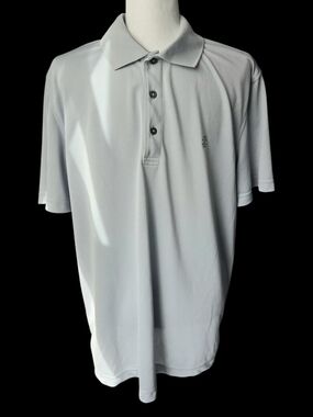 IZOD Golf Men's Size L Performance Polo - Gray Tonal Grid - Swing Flex Stretch